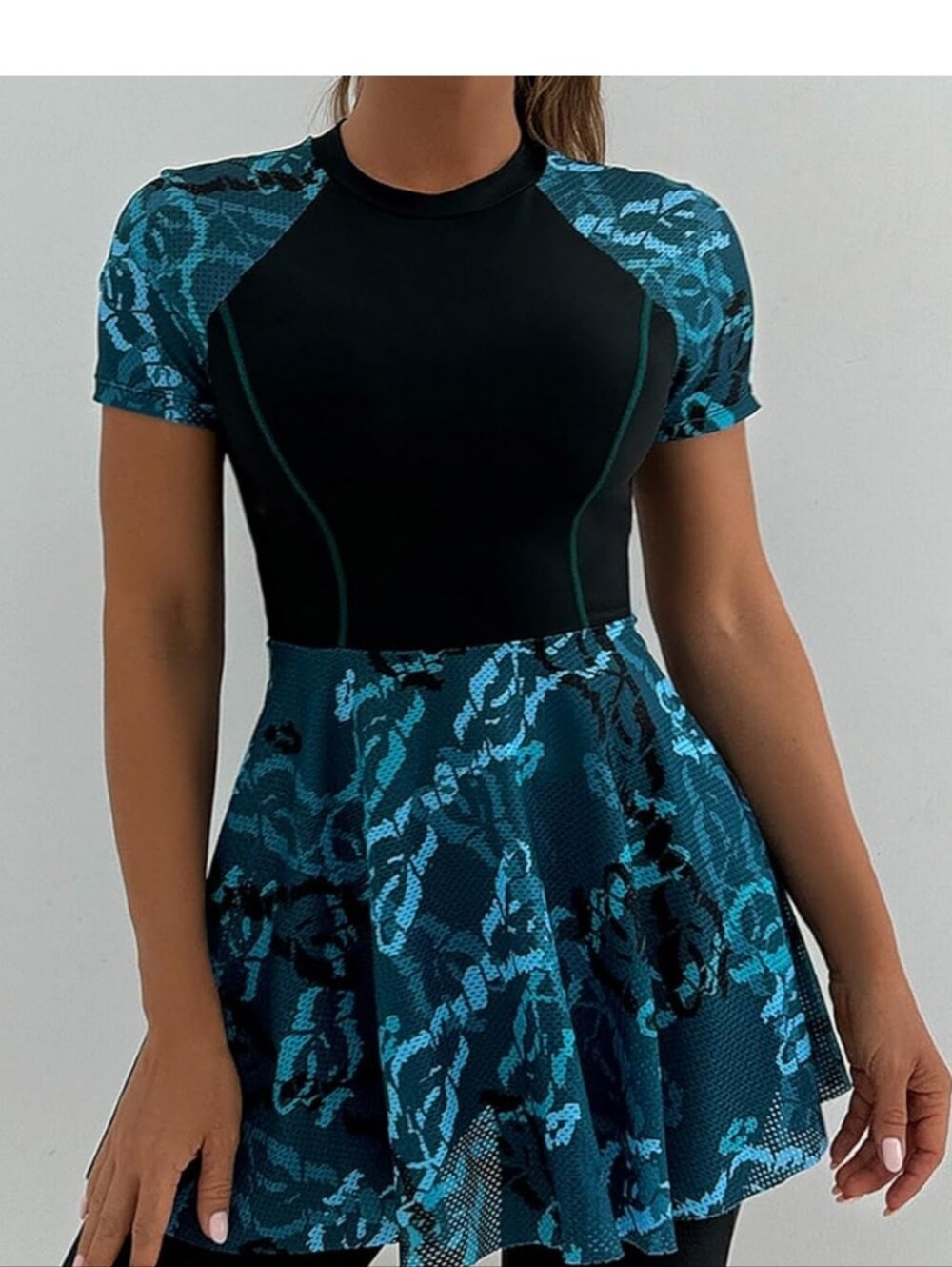 Black And Blue Swimdress Top Xl